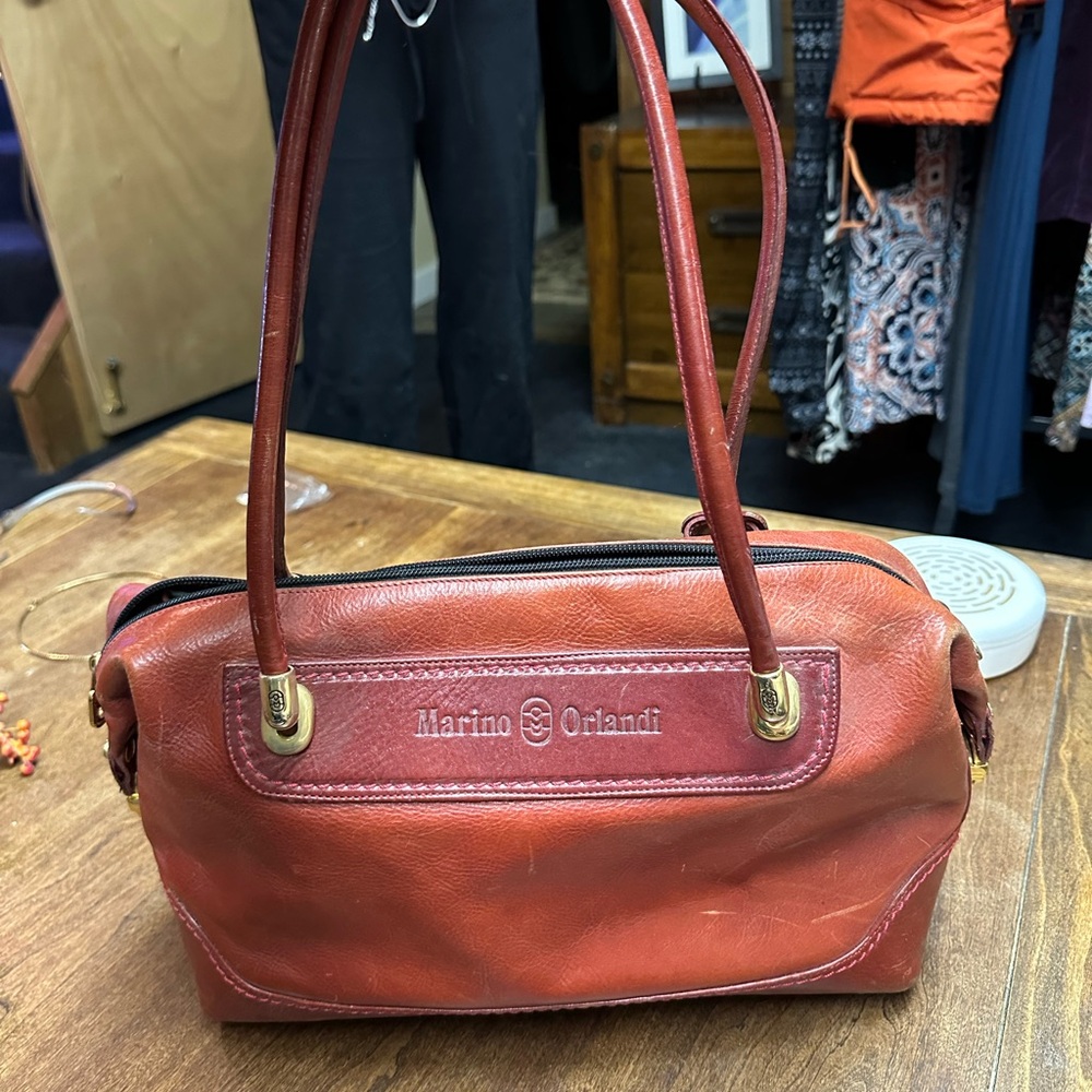Marino Orlandi Red Leather Shoulder Bag Timeless Design